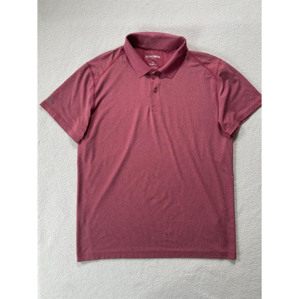 Bonobos Mens Extra Large Polo Shirt Red Golf Slim Fit Performance Short Sleeve